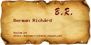 Berman Richárd névjegykártya